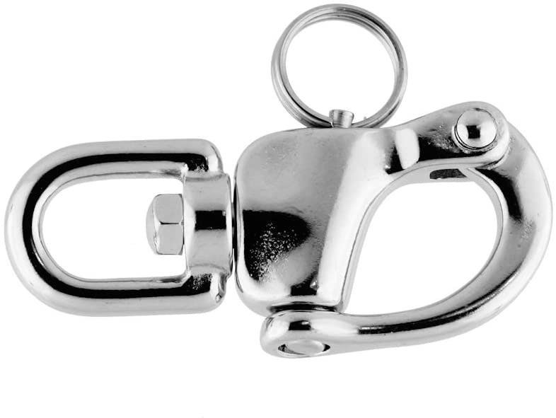 Schnappschäkel mit Wirbelauge A4 AISI 316 70 mm