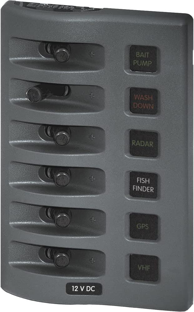 Schalterpanel mit Sicherung wassergeschützt WD 12VDC Fused 6pos Gray