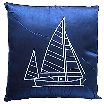 [47809] Zierkissen mit Segelschiff 40/40 cm